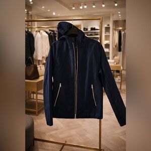 Kenneth Cole Men’s Navy Hooded Softshell Jacket – Med- Lightweight